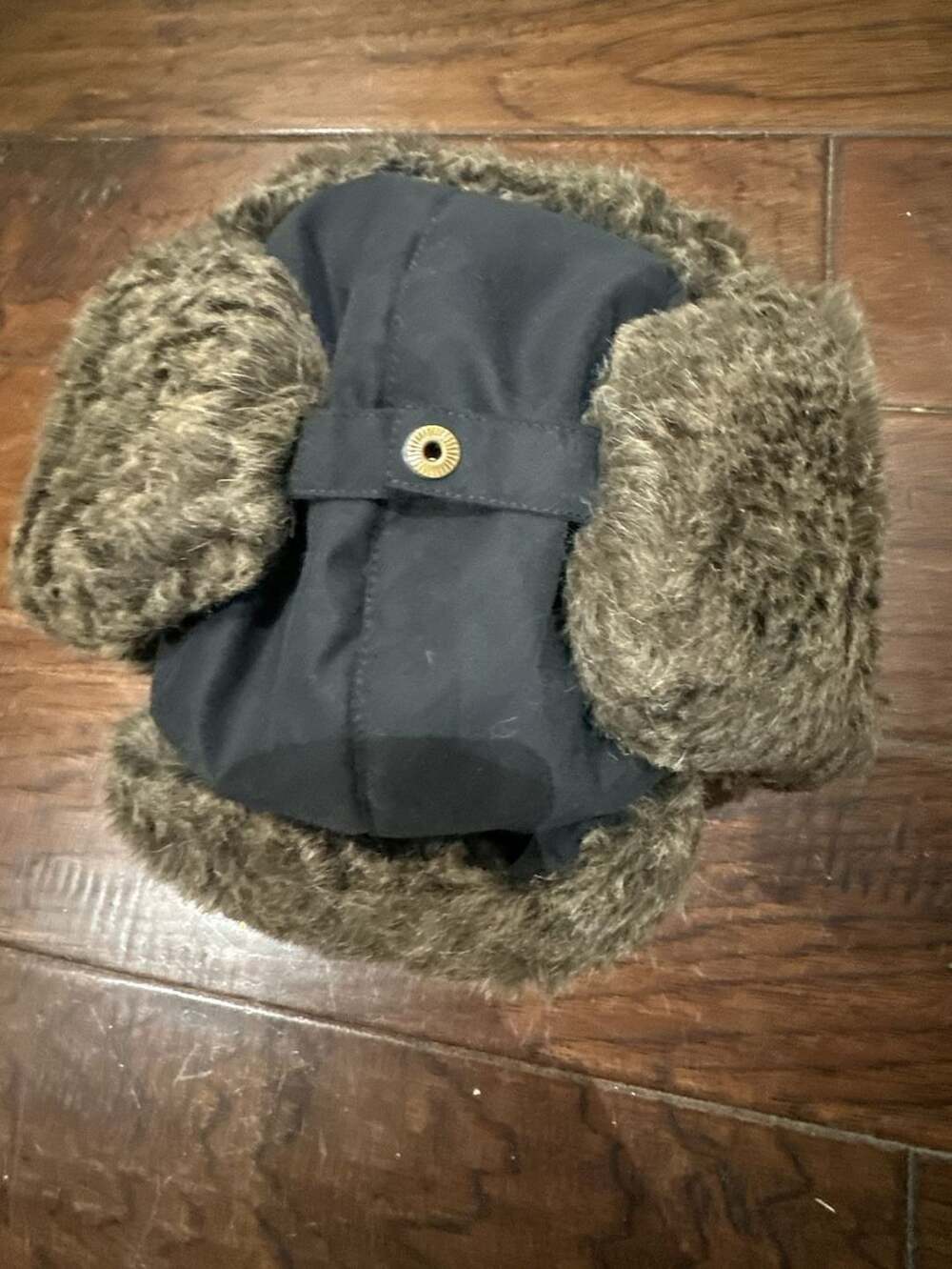 Eddie Bauer Trapper Hat Size L/XL Black Faux Fur Ushanka